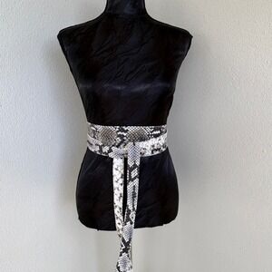 Brave 1992 Mananas Snakeskin Print Wrap Obi Belt Womens OS Grey